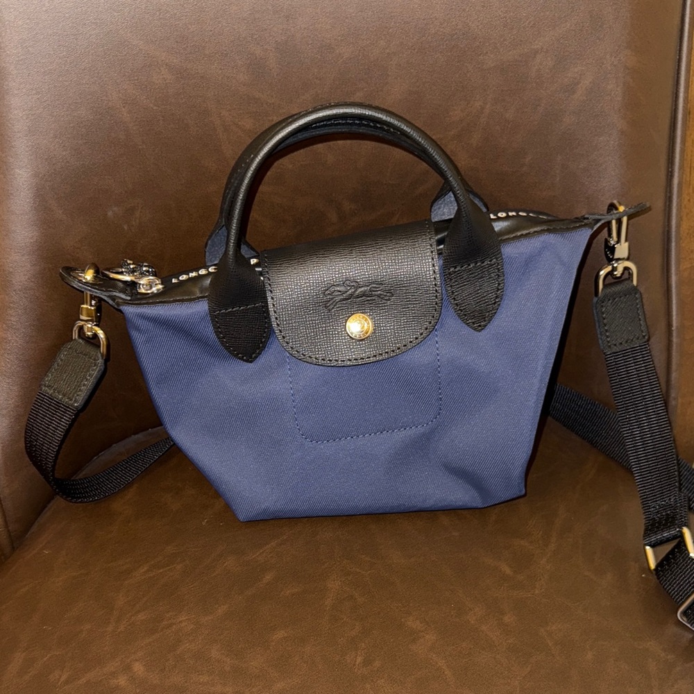 Longchamp Le Pliage Black and Blue Women's Handbag